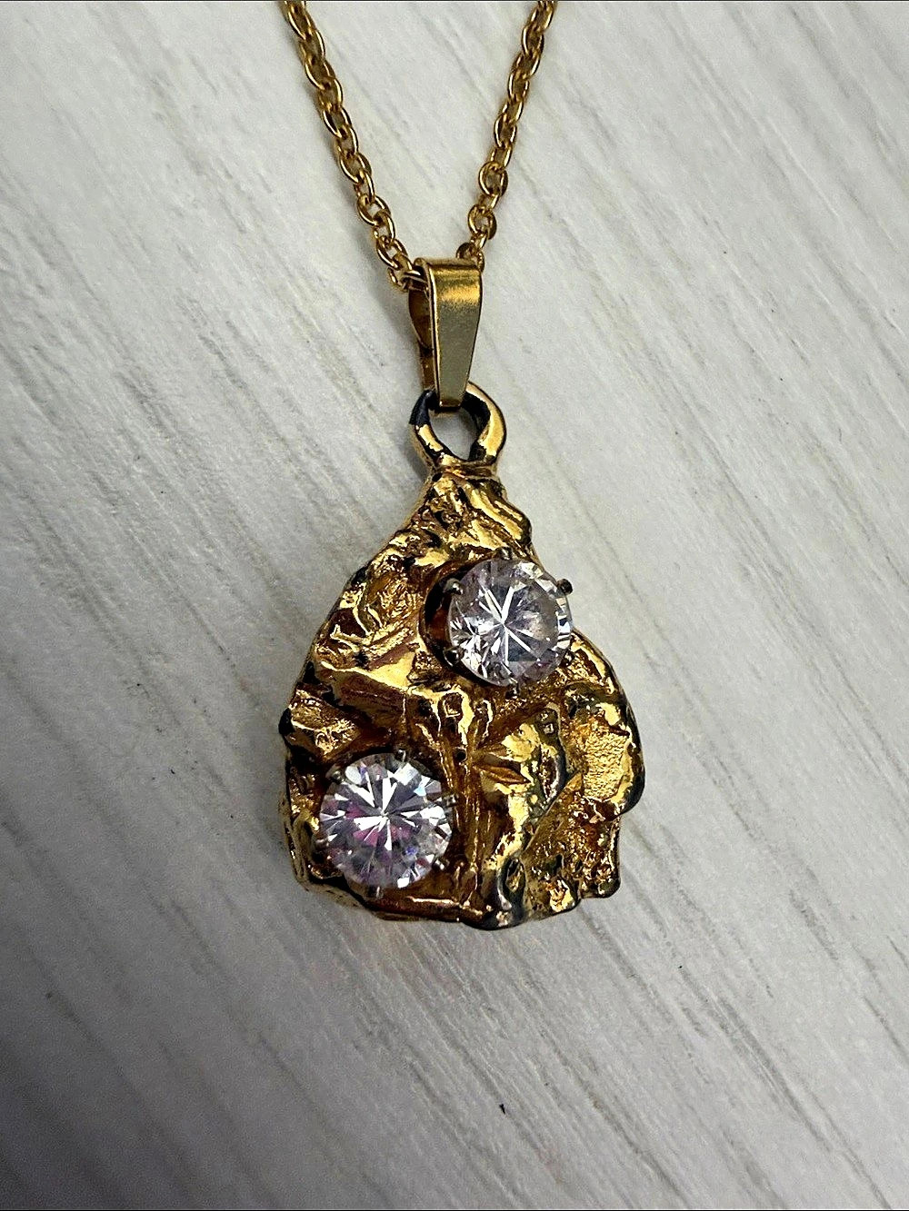 Gold-Tone Rhinestone Pendant Necklace